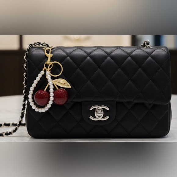 Quiet Luxury Boutique Accessories - ✨NEW Pearl Gold tone Cherry keychain charm